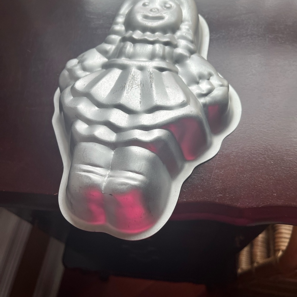 Vintage Silver Raggedy Ann Shaped Cake Mold